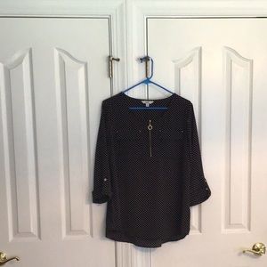 Croft & Barrow Black shirt with white polka dots